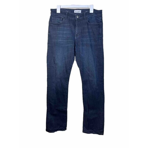 DL 1961 Vince Casual Straight Oxide Mid Rise Jeans-Dark Wash Sz 33 x 34 Cotton - Picture 1 of 12